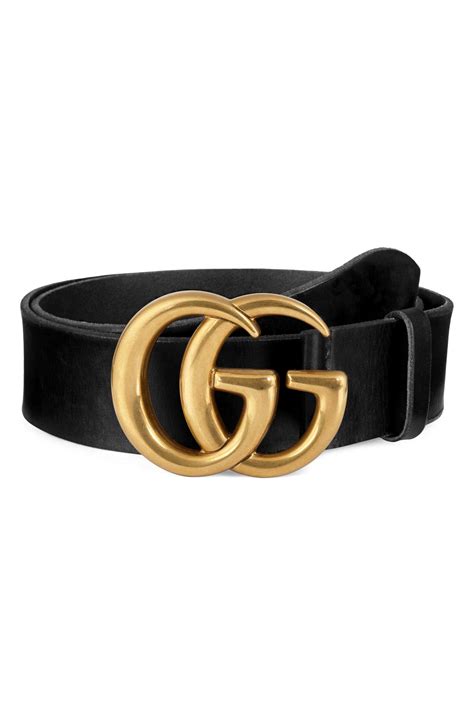 Gucci Running Gold Leather Belt in Black for Men - Lyst