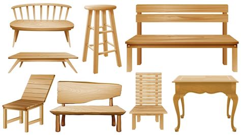 Free Vector | Different designs of wooden chairs