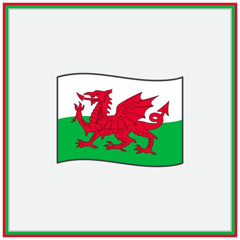 Wales Flag Cartoon Vector Illustration. Flag of Wales Flat Icon Outline ...