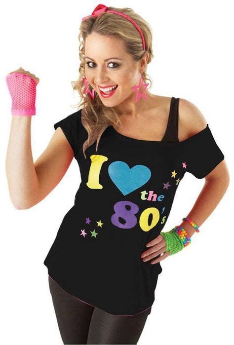 New Womens I Love The 80s Print Neon Festival Outfit Fancy Dress Costume T-Shirt#Print#Neon# ...