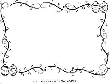 Easter Day Border Black White Stock Vector (Royalty Free) 264944354 ...