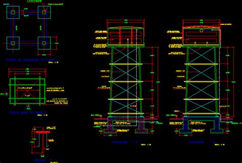 Elevated Water Tank Autocad Drawing - Design Talk