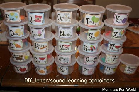 Momma's Fun World: DIY...alphabet sounds teaching tubs