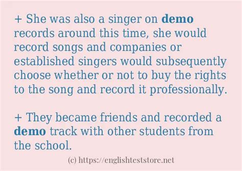 In sentence examples of "demo" - EnglishTestStore Blog