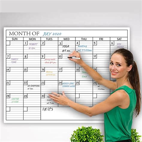 Whiteboard Calendar Glass Board Yearly Calendar Large Wall Calendar Dry Erase Planner Reusable ...