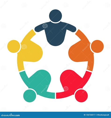 People Logo. Group Teamwork Symbol of Five Persons Stock Vector ...