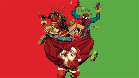 Download Marvel Christmas Spiderman And Deadpool Santa Wallpaper ...