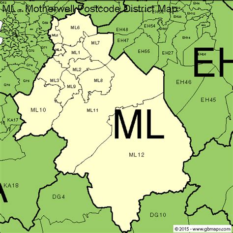 Motherwell Postcode Area and District Maps in Editable Format