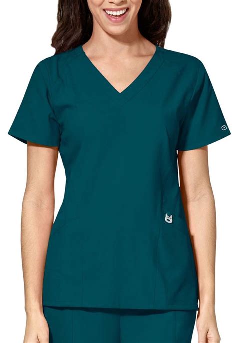 Wonderwink 123 Caribbean Blue Women's Stylized Utility Scrub Top Sz XS ...