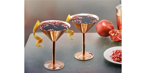 S/2 Solid Copper Martini Glasses