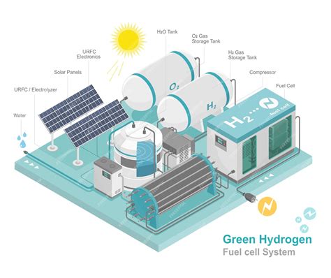 Premium Vector | Green hydrogen fuel cell h2 energy plant clean power ...