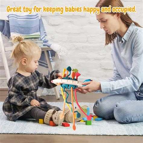 Silicone Pull String Toys For Toddlers Early Educational Activity Toy With Dimple Fidget ...