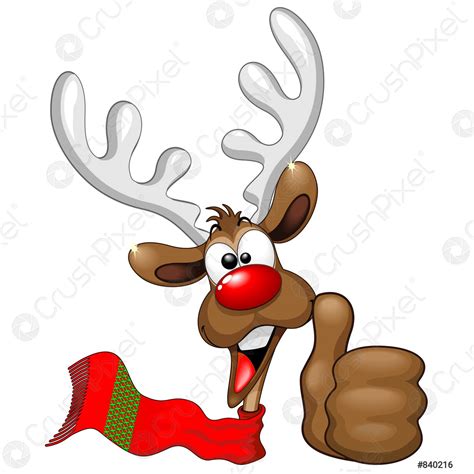 Reindeer Cool and Happy Thumb Up Christmas Cartoon Character vector ...