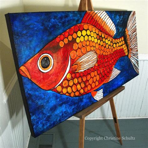 Fish Painting Fine Art on Canvas - Etsy | Fish painting, Painting crafts, Modern art paintings ...