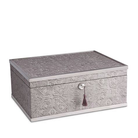 Fortuny Moresco Decorative Box - Large-Platinum + Light Grey-Large ...