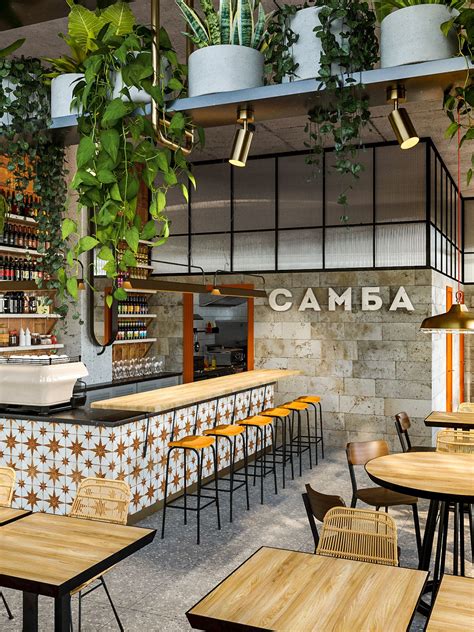 Samba cafe interior on Behance | Cafe interior design, Cafe bar design ...