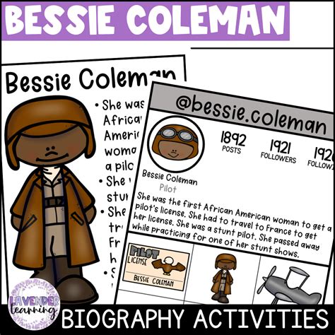 Bessie Coleman Biography Activities - Black History Month - Womens History Month | Made By Teachers