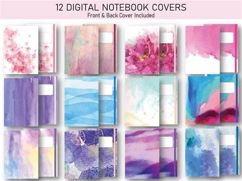 12 Watercolor Digital Notebook Covers Watercolor Art Goodnotes Cover iPad & Tablet Digital ...