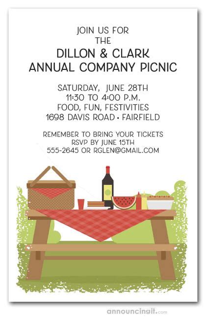 Picnic Table Summer Company Party Invitations | Company party, Picnic ...