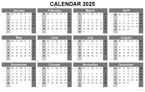 2025 Calendar Printable, PDF, Excel and Image file - free download ...