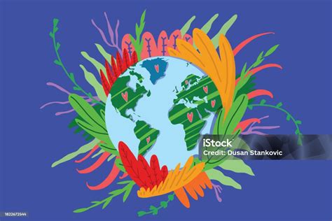 Earth Day 2024 Stock Illustration - Download Image Now - Flower, Heart Shape, Leaf - iStock