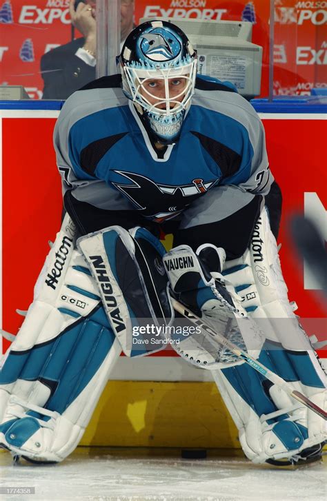 Goaltender Miikka Kiprusoff of the San Jose Sharks looks on in... | San jose sharks, Shark ...