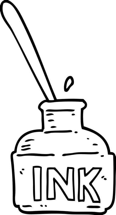 line drawing cartoon ink bottle 12158021 Vector Art at Vecteezy