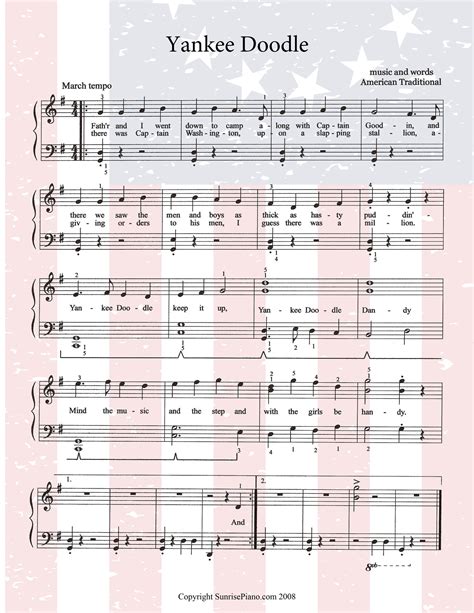 Yankee Doodle - Early Intermediate Piano Sheet Music