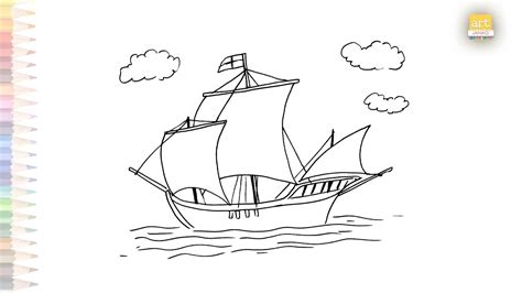 Pinta Ship Columbus Day easy drawing | How to draw Columbus Day | Pinta Caravel drawing | easy ...