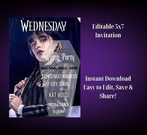 Wednesday Addams Invitations Template