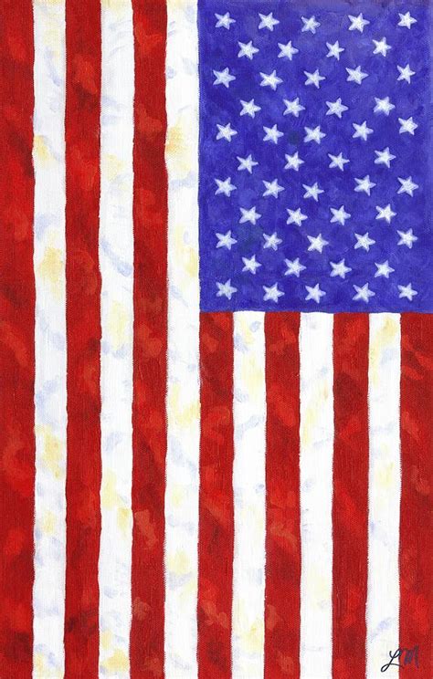 American Flag Vertical Painting by Linda Mears