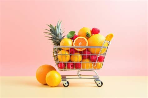 Premium AI Image | Shopping cart of fruits