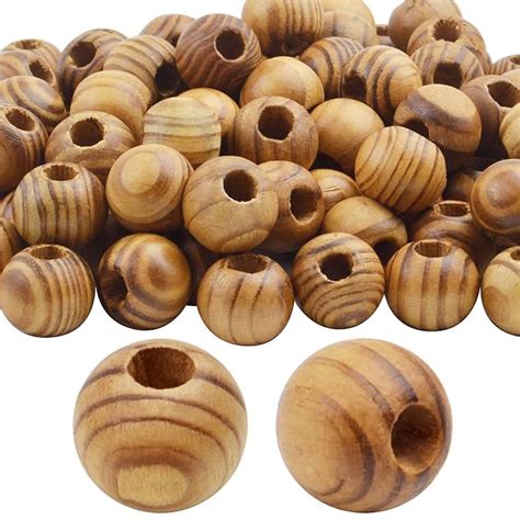 Natural Wooden Beads, 100 Pieces 18mm Diameter Round Loose Spacer Beads ...