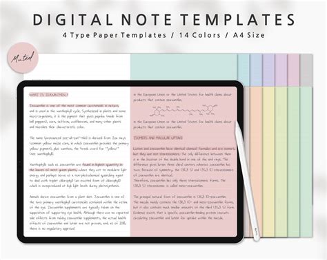 Digital Note Templates Horizontal Two Column Minimalist Notebook Digital Notetaking Printable ...