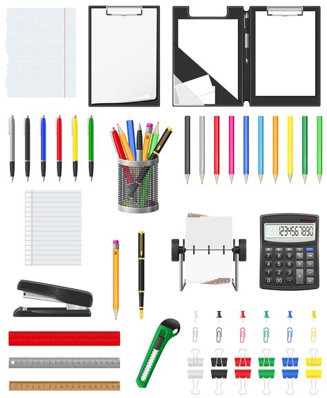 stationery set icons vector illustration 488309 Vector Art at Vecteezy