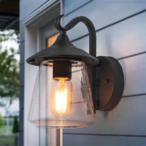 LNC Modern Frosted Black Porch Outdoor Wall Sconce 1-Light Classic ...