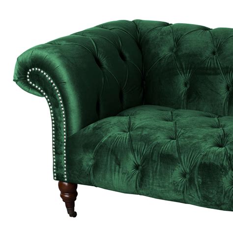 Emerald Green Velvet Chesterfield Sofa - Acacia Bay