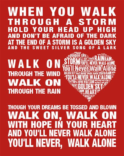 YOU'LL Never Walk Alone Anthem Music Song Lyrics Wall Art Print/poster Home Decor Framed Picture ...