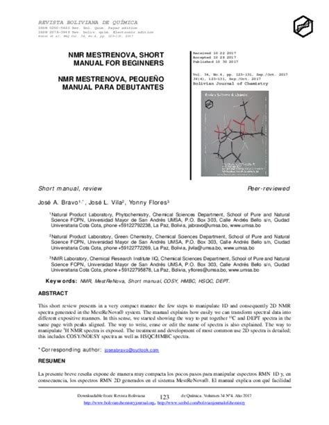 (PDF) NMR MESTRENOVA, SHORT MANUAL FOR BEGINNERS | José A . Bravo - Academia.edu