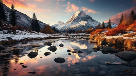 Premium AI Image | Mountain Peak at Sunrise