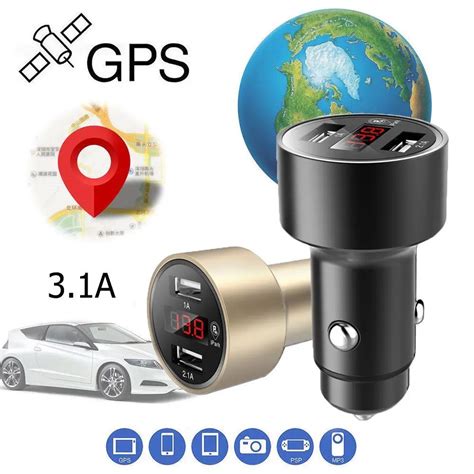 3.1A Dual USB Charger LED Voltmeter GPS Tracker Locator Real Time ...