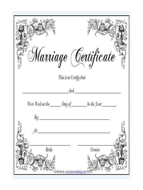 Simple Blank Marriage Certificate Template | Marriage certificate, Wedding certificate ...