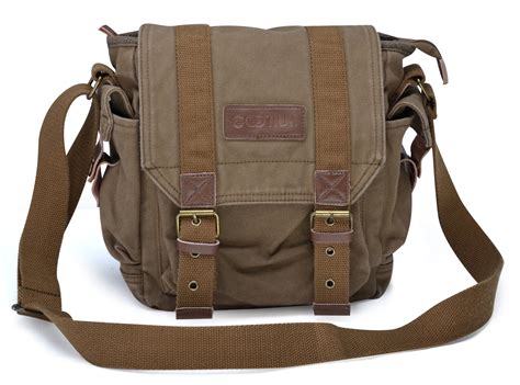 Gootium Vintage Canvas Messenger Bag Men’s Shoulder Bag School Satchel ...