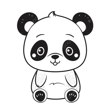 Cute Cartoon Panda Bear Cartoon Character Isolated Illustration For Poster Or Web Design Outline ...