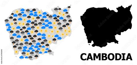 Weather Pattern Map of Cambodia Stock Vector | Adobe Stock