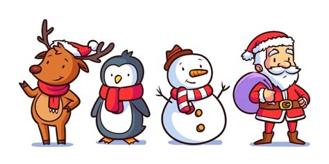 Free Vector | Hand drawn christmas characters pack