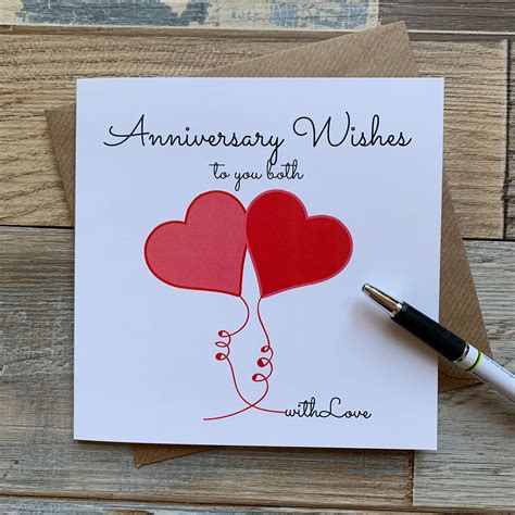 Deseos de aniversario a ambos Love Hearts diseño tarjeta de - Etsy España