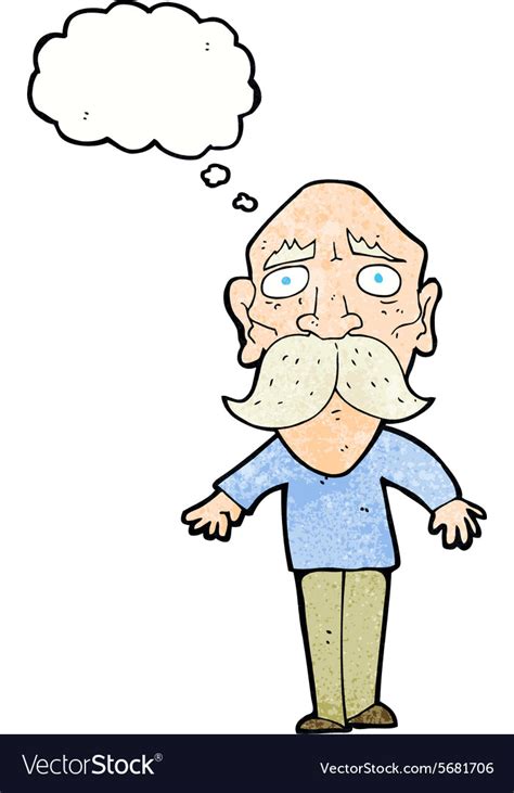 Cartoon sad old man with thought bubble Royalty Free Vector