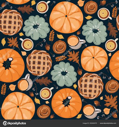 Cute seamless autumn pattern background. Autumn wallpaper Stock Vector by ©Marianna_P 302454372