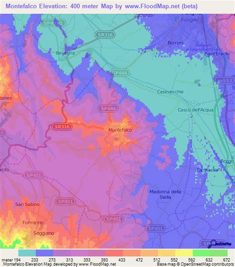 Elevation of Montefalco,Italy Elevation Map, Topography, Contour